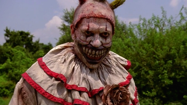 Finn Wittrock as killer clown in American Horror Story: Freak Show