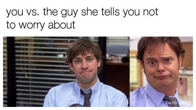 The Office (US) meme jim v dwight worry about on Bingeclock