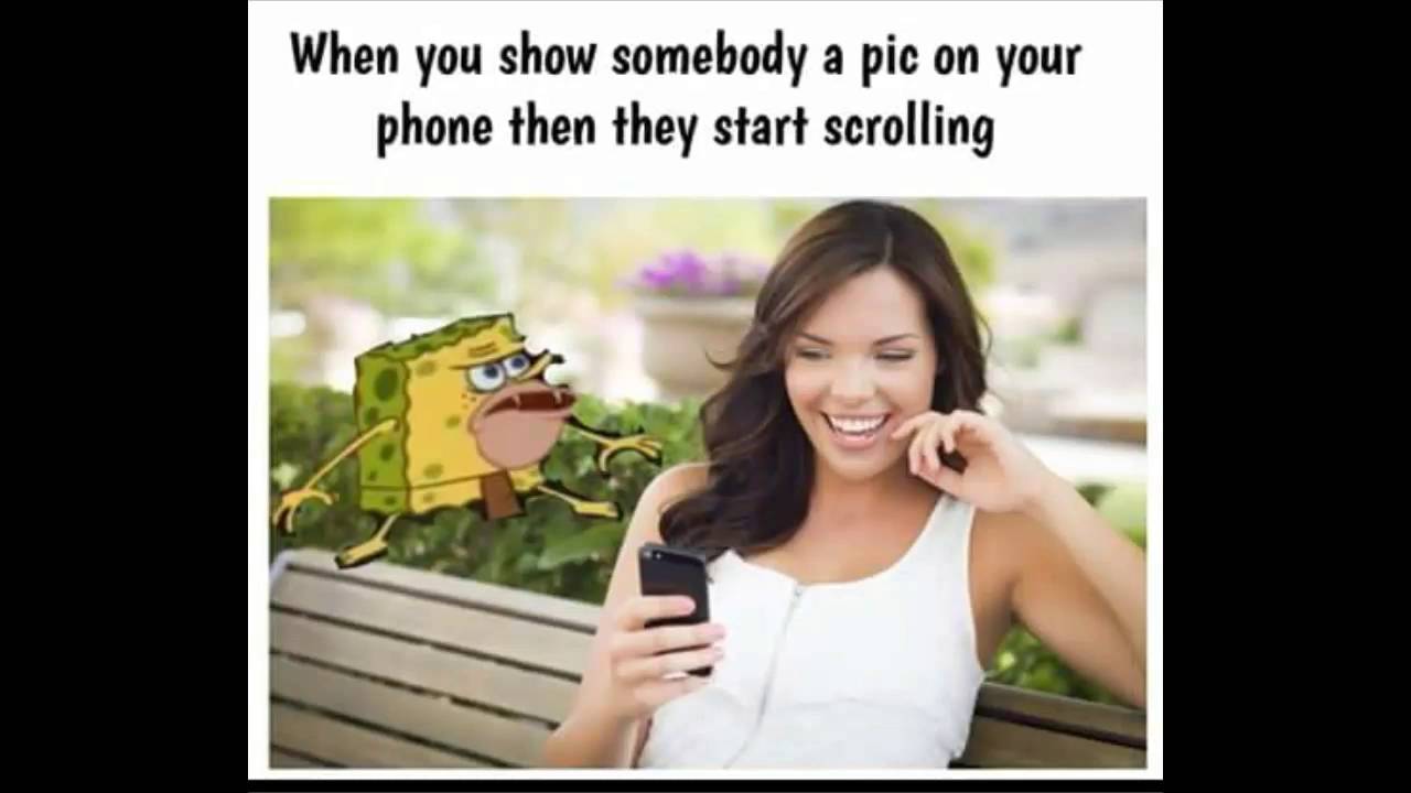 SpongeBob SquarePants Meme Caveman Start Scrolling In Phone On BingeMeme