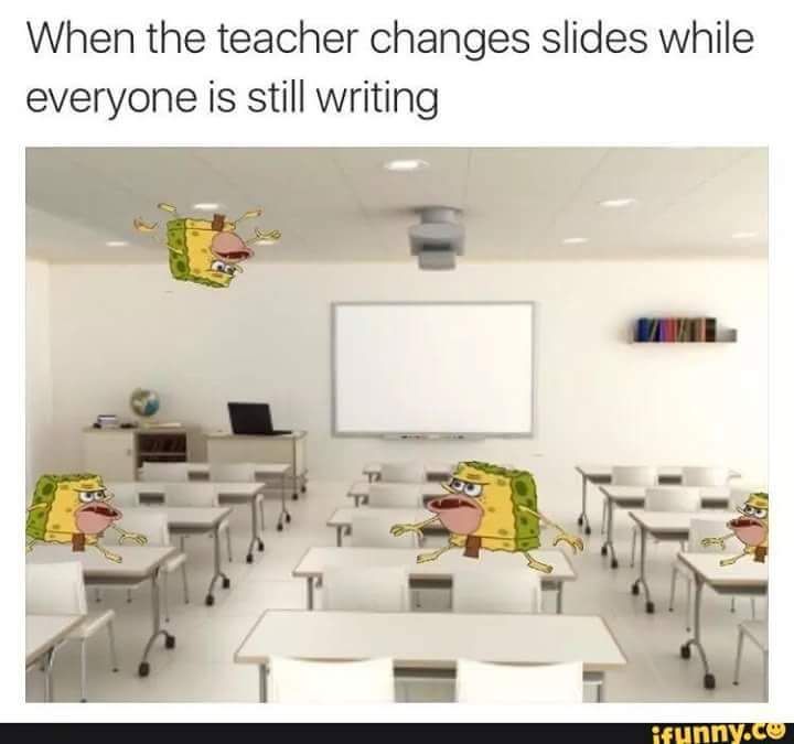 Spongebob Squarepants Meme Caveman Teacher Changes Slides On